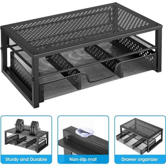 Simple Trending-Metal Monitor Stand Riser andComputer Desk Organizer with Drawer - Picture 5 of 5